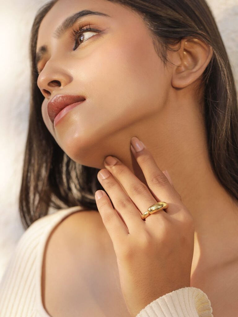 18KT Gold Plated Stainles Steel Tarnish Free Waterproof Demi-Fine Finger Ring - Gold