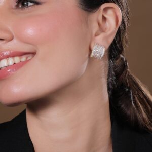22K Gold Plated Sparkling AD & Cubic Zirconia Studded Luxurious Hoop Earrings - Gold
