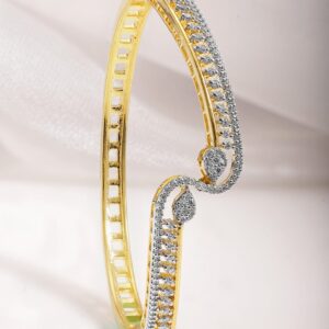 22KT Gold Plated Cubic Zirconia Stylish Slip On Bracelets - Gold