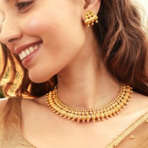 Divine Allure 22k Gold-Plated Necklace Set in Timeless Elegance - Gold