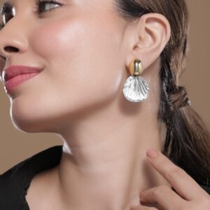 Dual-Tone Gold & Silver-Plated Shell Drop Earrings - Gold