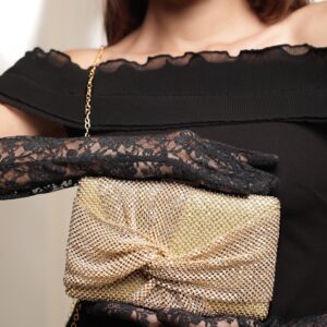 Enchanting Luminescence Handcrafted Shimmery Clutch Bag - Gold