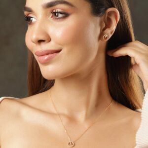 Gold-Plated CZ-Studded Pendant Set - Silver