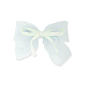 Mint organza bow with pearl detailed stunning hair clip - Silver
