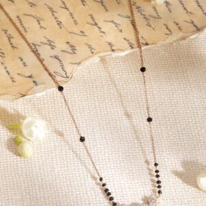 Rose Gold-Plated Cubic Zirconia Studded Mangalsutra - Gold