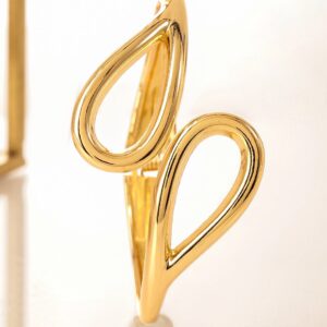 18K Gold-Plated Bold Teardrop Cutout Sculptural Statement Bracelet – Perfect for Contemporary Luxe & Minimal Styling - Gold