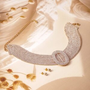 18K Gold Plated Crystal AD & Zirconia Studded MultiStrand Statement Choker Necklace - Gold