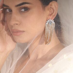 18K Gold-Plated Flower and Fringe Crystal Dangle Earrings - Gold