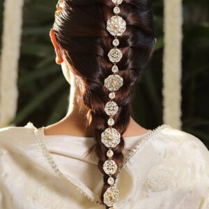 18K Gold-Plated Kundan & Pearl Beaded Floral Hair Accessory - Gold