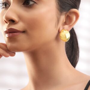 18K Gold-Plated Minimalist Organic Shape Trendy & Stylish Stud Earrings - Gold