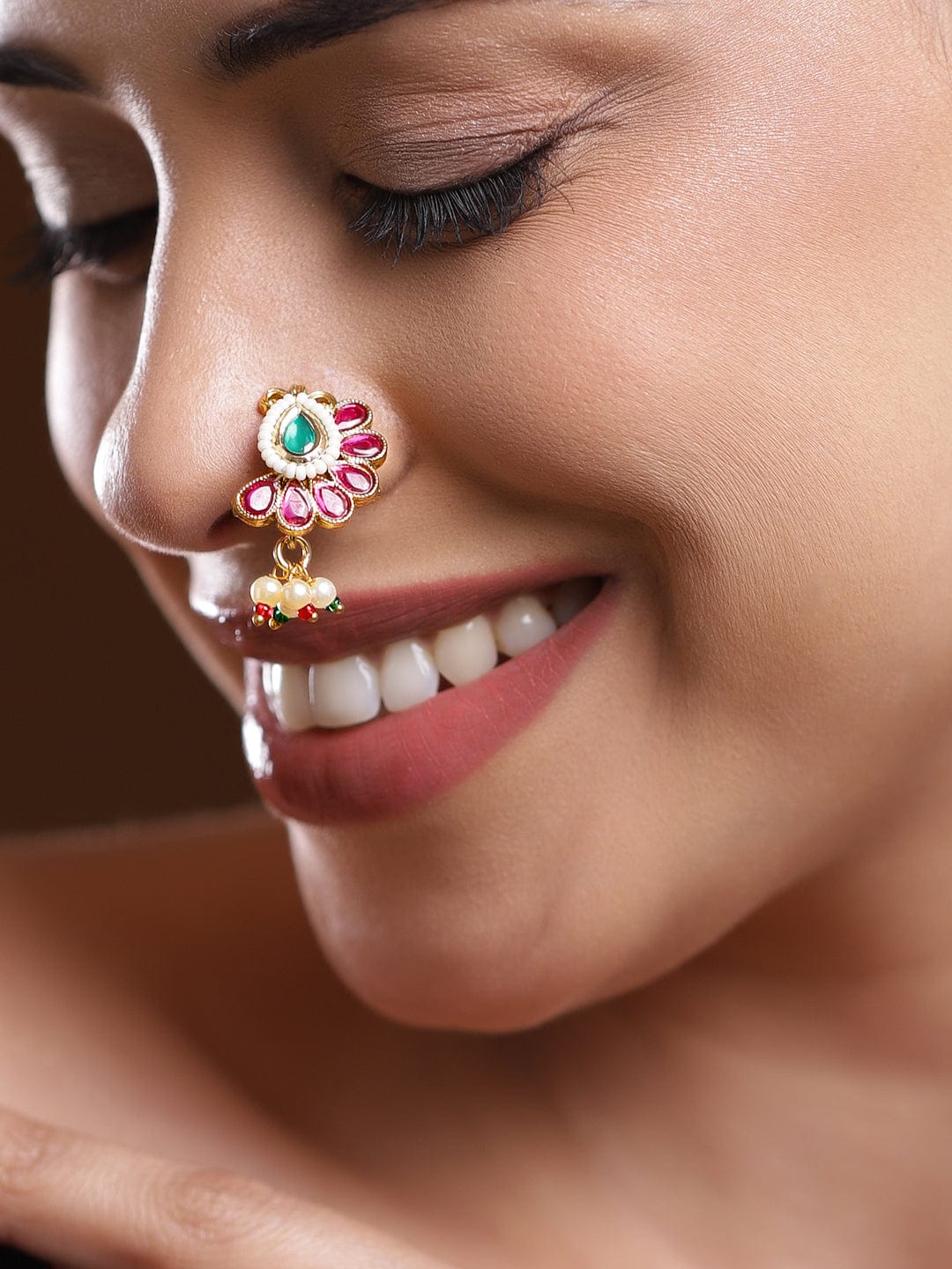 rubans-18k-gold-plated-ruby-pink-emerald-green-floral-nath-with-pearl-beads-non-pierced-clip-on-nose-pin-nose-ring-1170742866.jpg