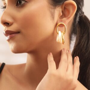 18K Gold-Plated Stainless Steel Dual-Tone Circular Earrings - Gold