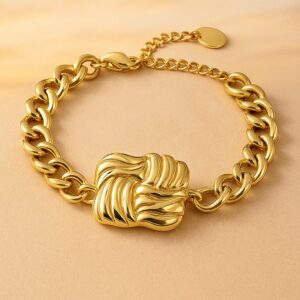 18K Gold Plated Stainless Steel Tarnish-Free Waterproof Demi-Fine Chain Bracelet - Gold