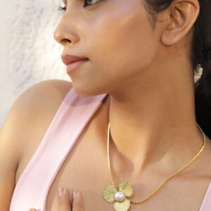 18K Gold Plated Stainless Steel Tarnish Free Waterproof Demi-Fine Floral Necklace