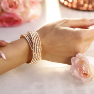 18KT Gold-Plated Crystals Stone Studded Cuff Bracelet - Gold