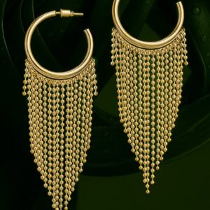 18KT Gold-Plated Multi-Layer Chain Fringe Hoop Earrings - Gold