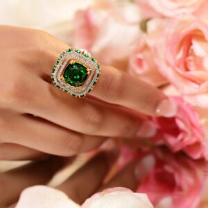 22K Gold Plated Cubic Zirconia Studded Adjustable Finger Ring - Gold