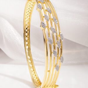 22K Gold-Plated Cubic Zirconia Studded Bangle-Style Bracelet - Gold