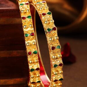 22K Gold Plated Handcrafted Enamel Set of 2 Bangles - 2.6