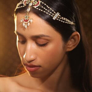 22K Gold Plated Kundan & Pearl Studded Multi-Strand Bridal Mattha Patti Headpiece - Gold