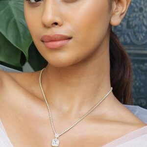 22K Gold-Plated Sparkling Cubic Zirconia Studded Pendant Necklace