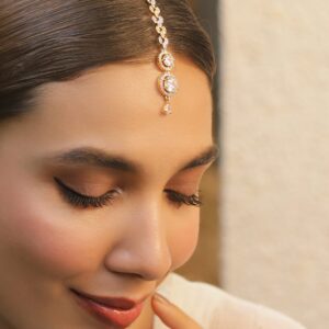 22KT Gold-Plated Cubic Zirconia & American Diamond Maang Tikka Head Jewellery - Gold