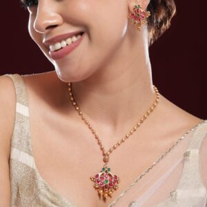 22KT Gold-Plated Kundan Stone Studded Jewellery Set - Gold