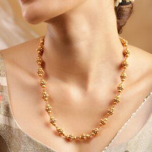 24K Gold Plated Handcrafted Matar Mala Traditional Gold Beaded Necklace - Gold