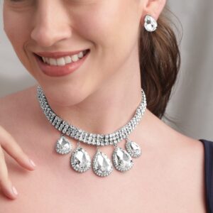 Enchanted Twilight Zircon Stone Western Necklace Set - Silver
