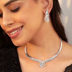 Eternal Sparkle Rhodium Plated Zirconia Jewelry Set - Silver