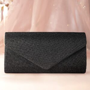 Ethereal Glamour Handcrafted Shimmery Clutch - Black