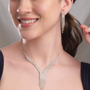 Gleaming Elegance Gold-Tone Zircon Jewellery Set - Gold