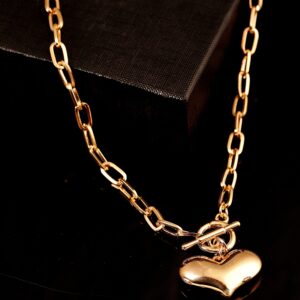 Gold Plated Handcrafted Heart Shape Interlinked Chain Necklace - Gold