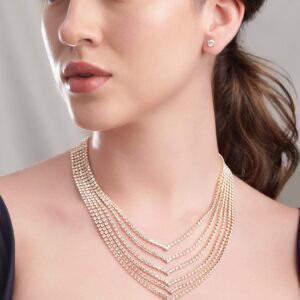 Golden Radiance Zircon Stone Gold Tone Western Necklace Set - Gold