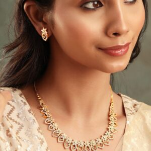 Luxurious 22K Gold Plated Kemp Crystal Floral Ensemble - Gold