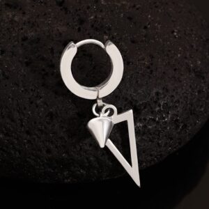 Men's Stainless Steel Silver-Plated Tarnish-Free Waterproof Geometric Earring - Silver