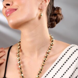 Oxidized 18K Gold-Plated Beaded Statement Necklace & Earrings Set