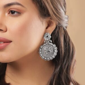 Oxidized Chandelier Earrings - Silver