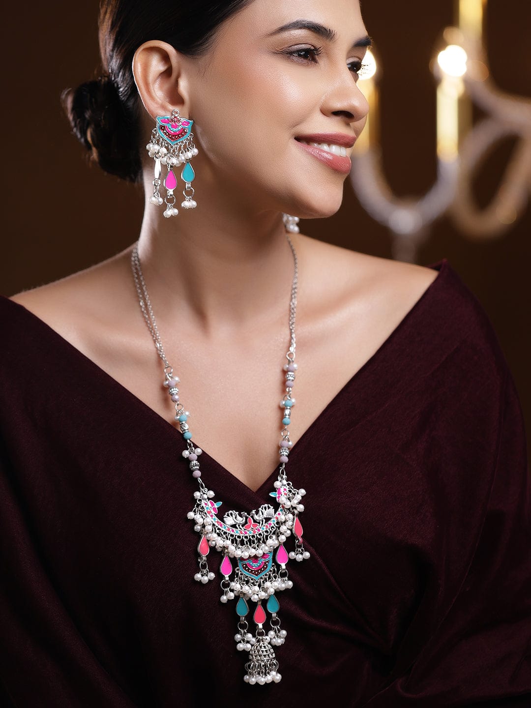 rubans-oxidized-silver-plated-multicolor-enamel-pearl-beaded-dangling-necklace-set-necklaces-necklace-sets-chains-mangalsutra-1184214067.jpg