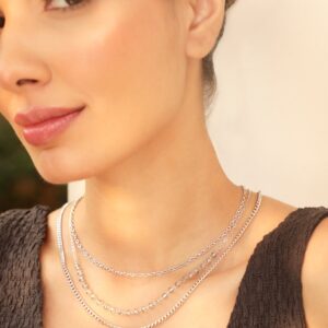 Rhodium-Plated Crystal Beaded & Chain-Link Multi-Layered Necklace