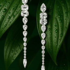 Rhodium-Plated White Crystal Zirconia Glamorous Shoulder Duster Statement Earrings - Silver