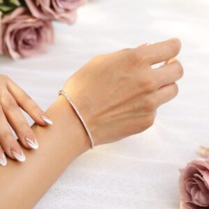 Rose Gold Plated Cubic Zirconia Bangle Style Bracelet - Rose gold