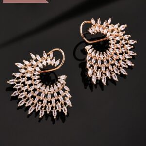 Rose Gold Plated Handcrafted Zircon Stone Stud Earrings - Rose Gold