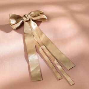 Satin Gold-Tone Statement Bow Hair Accessory for Chic & Elegant Styling - Gold
