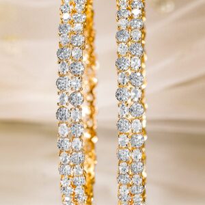 Set of 2, 22K Gold-Plated Cubic Zirconia Studded Premium Bangles - 02-Apr