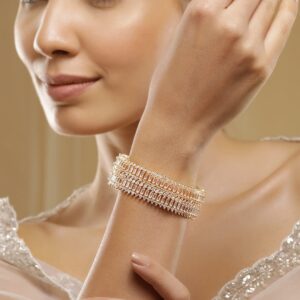 Set of 2 American Diamond Studded 22KT Gold-Plated Bangles - Silver