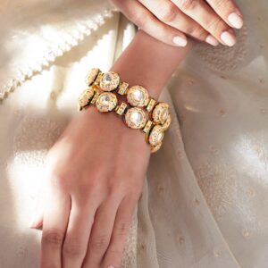 Set Of 2 Gold-Plated Kundan-Studded Bangles - 2.8