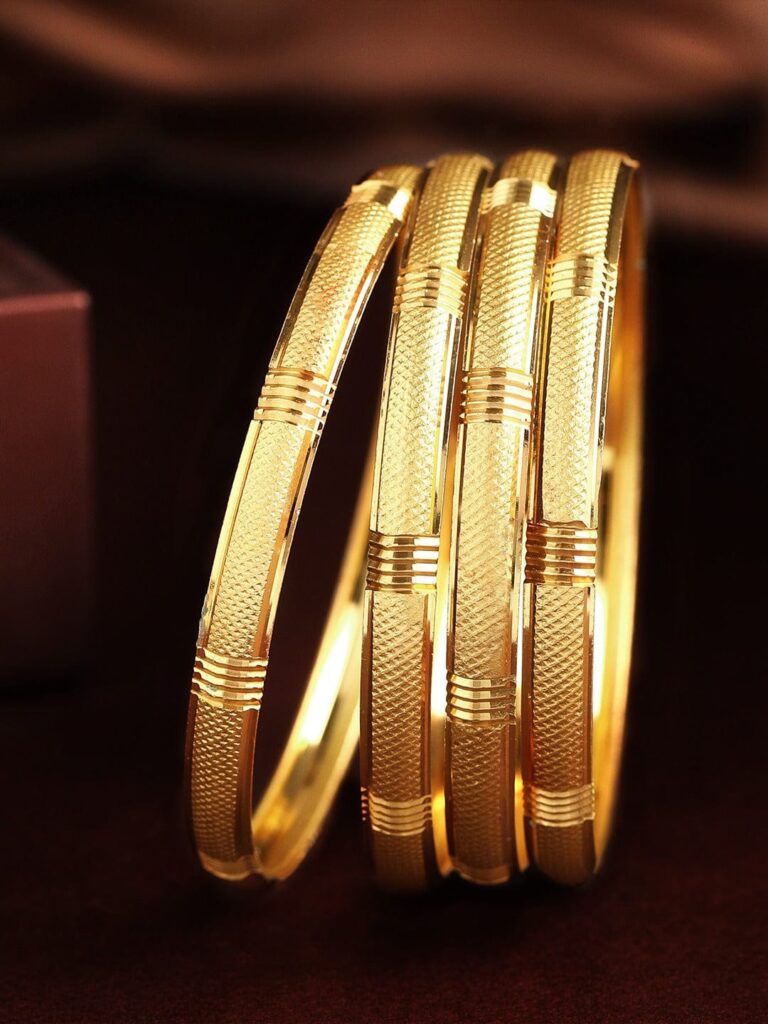 Set Of 4 24K Gold-Plated Handcrafted Bangles - 2.8