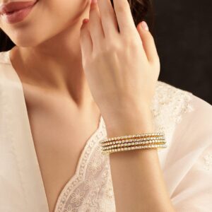 Set Of 4 Gold-Plated Kundan-Studded Bangles - 2.4.