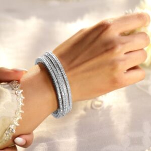 Set Of 4 Rhodium Plated CZ Studded Bangles - 02-Apr
